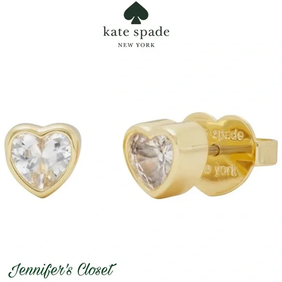 NWT ♠️ Kate Spade Cz Heart Stud Earrings - Picture 2 of 8
